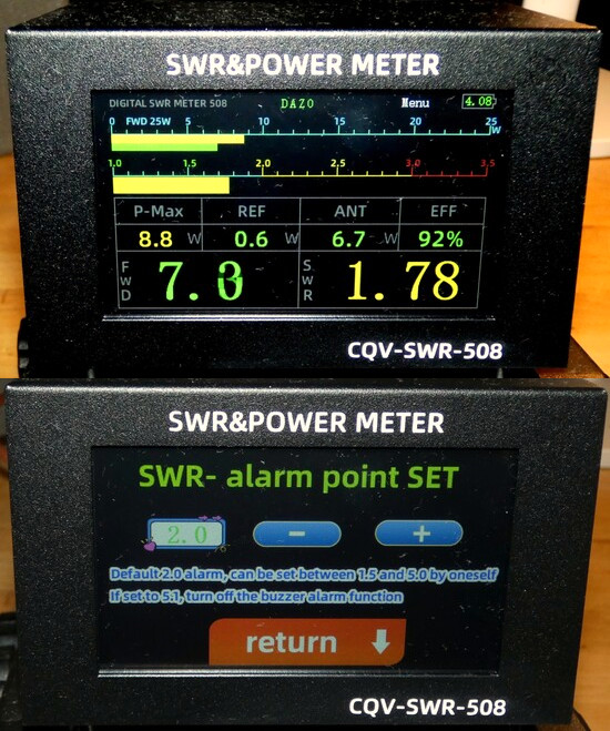 Digital SWR und Power Meter CQV-SWR-508 mit Bargraph und Akku für AFu HAM Radio